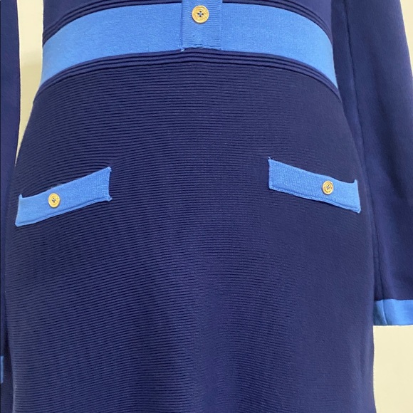 NWOT C Wonder byChristian Siriano Navy and Blue Long Sleeve  Sweater Dress - Picture 5 of 11